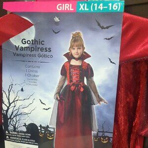 Teen Gothic Vampiress Kids Costume With Choker - Size XL 14-16